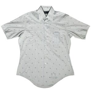 Sears The Men's Store Perma Prest Light Blue Geometric Pattern Dreas Shirt Sz M